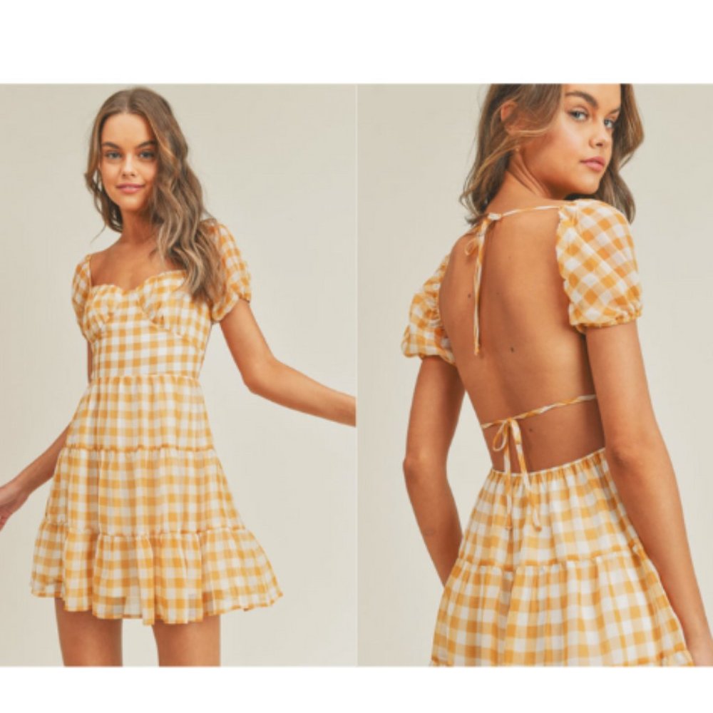 gingham dress - open back
